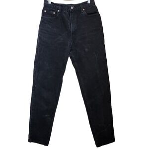 Vintage 90s Levi's 551 Women Sz 10 27x30 Black Jeans Relaxed Fit Tapered Leg Zip